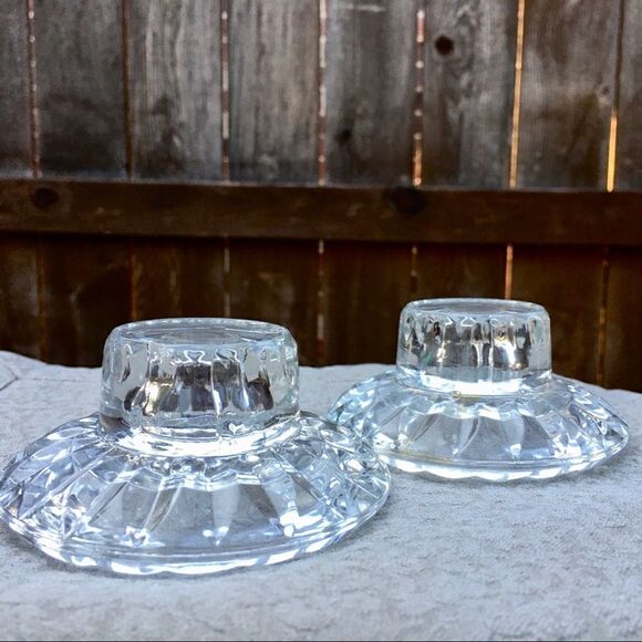 Vintage Faceted Round Crystal Taper Candle Holders - Picture 12 of 16
